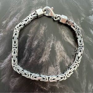 925 Sterling Silver Byzantine Flat Edge Rope Bracelet